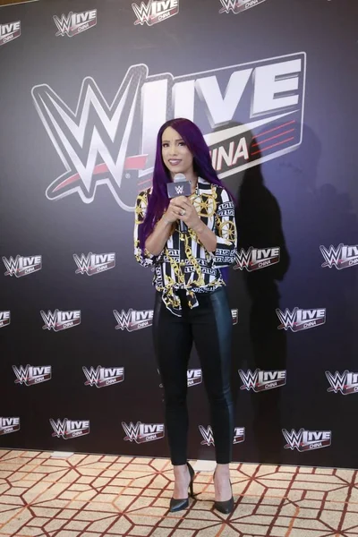 Luchadora Profesional Estadounidense Sasha Banks Asiste Una Conferencia Prensa Para — Foto de Stock