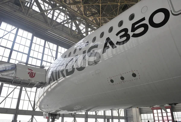 Aeronave Teste Msn002 Airbus A350Xwb Está Exibição Aeroporto Internacional Capital — Fotografia de Stock