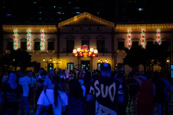 Praça Senado Está Decorada Com Luzes Coloridas Para Marcar Festival — Fotografia de Stock