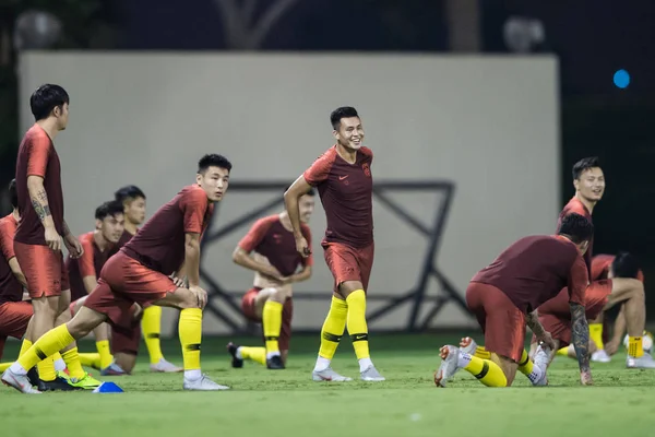 Spieler Der Chinesischen Männer Fußballnationalmannschaft Nehmen Einer Trainingseinheit Vor Dem — Stockfoto