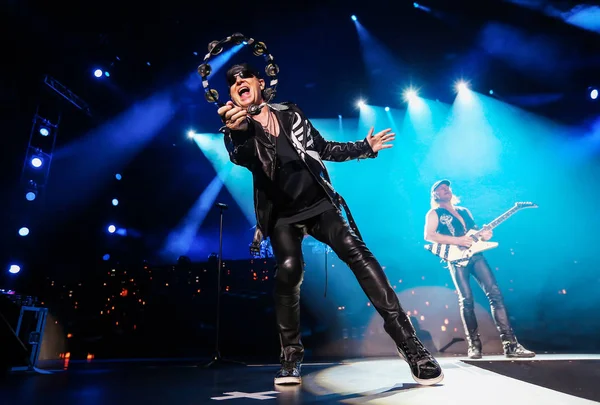 Miembros Banda Rock Alemana Scorpions Presentan Durante Concierto Crazy World — Foto de Stock