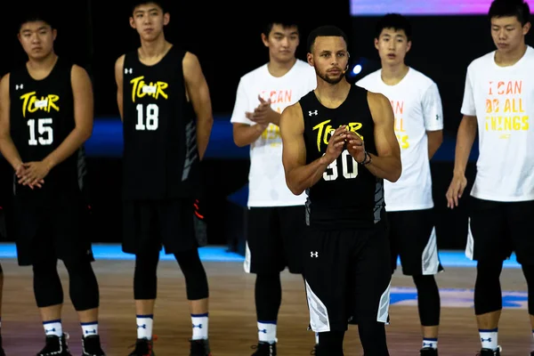 9月9日 金州勇士的 Nba 球星斯蒂芬 柯里出席了在中国中部湖北省武汉市举行的中国之旅球迷会议活动 — 图库照片