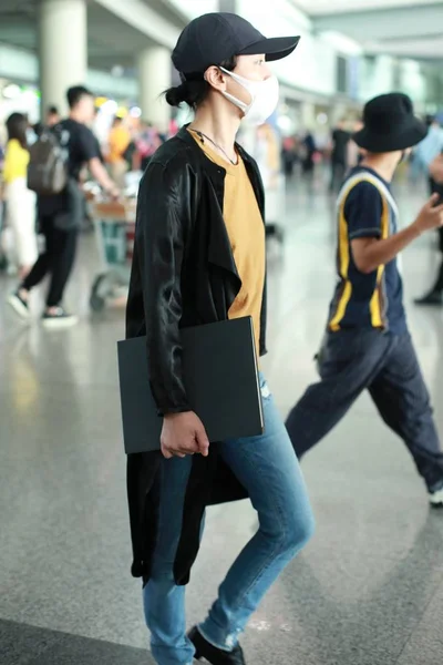 Zhou Xun Kinesisk Skådespelare Anländer Beijing Capital International Airport Beijing — Stockfoto