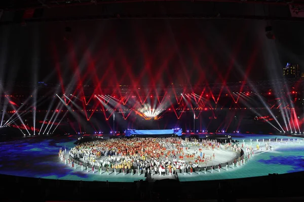 Athletes Different Countries Attend Closing Ceremony 2018 Asian Games Officially — Stock Photo, Image