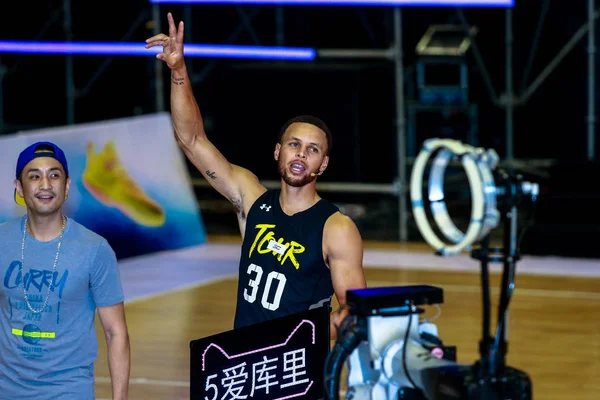 Nba Ster Stephen Curry Van Golden State Warriors Woont Een — Stockfoto