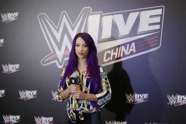 Luptătorul Profesionist American Sasha Banks Participă Conferință Presă Pentru Evenimentul — Fotografie, imagine de stoc