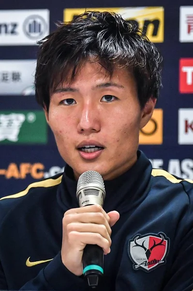 Kashima Antlers Dari Jepang Menghadiri Konferensi Pers Setelah Pertandingan Leg — Stok Foto