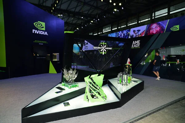 Pessoas Visitam Estande Nvidia Durante 16Th China Digital Entertainment Expo — Fotografia de Stock