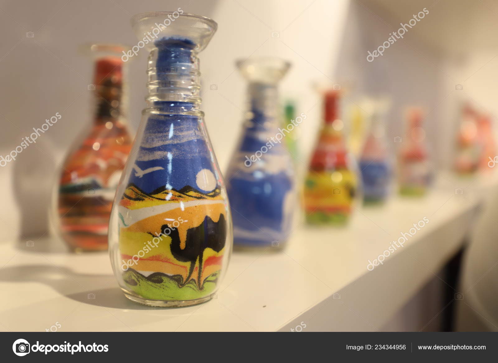 Paintings Colored Sand Glass Bottles Made Year Old Bangladeshi Man