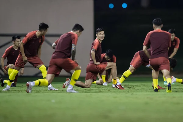 Παίκτες Της Ομάδας Ποδοσφαίρου Κινεζική Εθνική Ανδρών Συμμετέχει Προπόνηση Ενόψει — Φωτογραφία Αρχείου