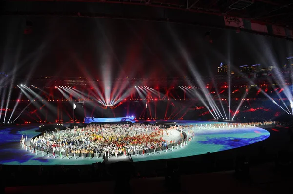 Atleter Fra Forskellige Lande Deltager Afslutningsceremonien Asiatiske Lege 2018 Officielt - Stock-foto