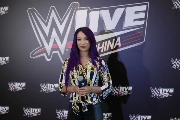 Luchadora Profesional Estadounidense Sasha Banks Asiste Una Conferencia Prensa Para — Foto de Stock