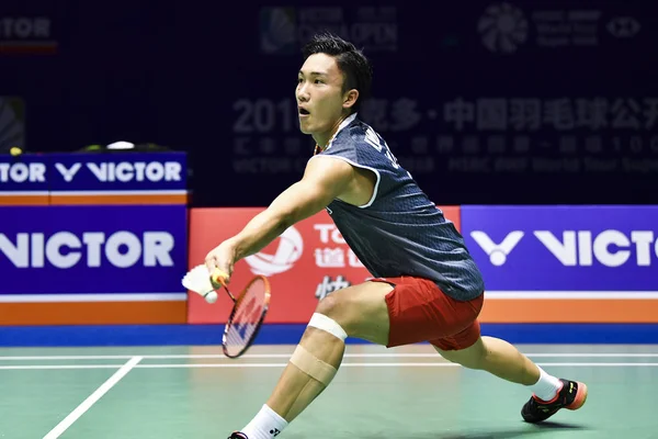 Kento Momota Japan Returns Shot Srikanth Kidambi India Quarterfinal Match — Stock Photo, Image