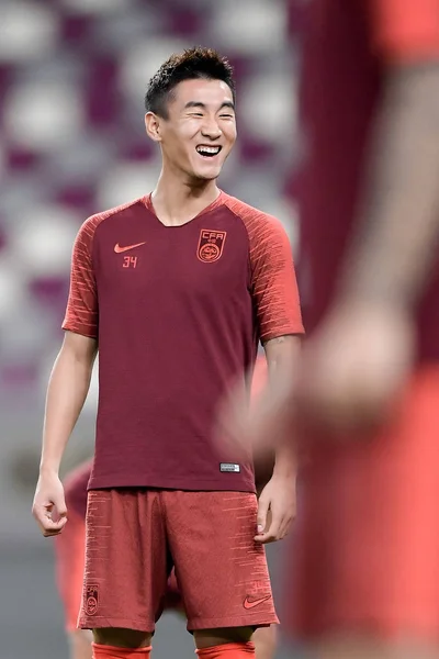 Wei Shihao Seleção Chinesa Futebol Masculino Participa Uma Sessão Treinamento — Fotografia de Stock