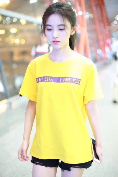Китайская Актриса Цзю Цзинъи Прибыла Международный Аэропорт Пекина Китай Сентября — стоковое фото
