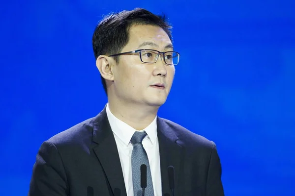 Pony Huateng Chairman Ceo Tencent Holdings Ltd Delivers Speech World — Stock fotografie