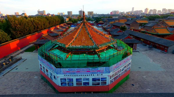 Εναέρια Άποψη Της Αίθουσας Dazheng Υπό Αναστήλωση Στο Παλάτι Μούκντεν — Φωτογραφία Αρχείου