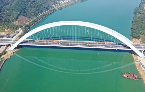 Uma Vista Aérea Ponte Guantang Cidade Liuzhou Região Autônoma Guangxi — Fotografia de Stock