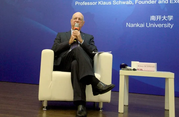 Klaus Schwab Fundador Presidente Executivo Fórum Econômico Mundial Assiste Uma — Fotografia de Stock