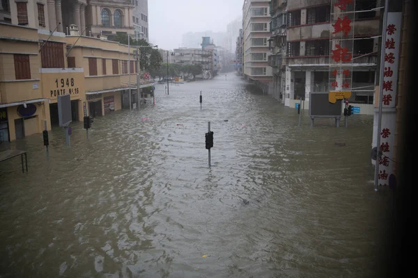 View Flooded Streets Heavy Rains Caused Typhoon Mangkhut 22Nd Typhoon — Stock Photo, Image