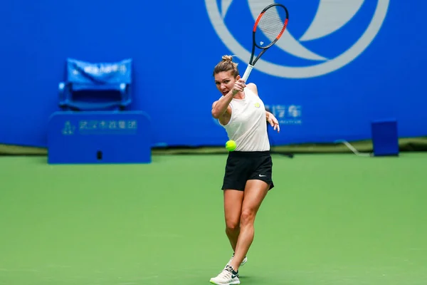 Симона Halep Румунії Приймає Участь Навчальній Сесії Dongfeng Мотор Wta — стокове фото