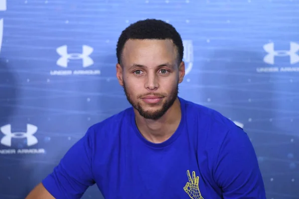 Gwiazda Nba Stephen Curry Golden State Warriors Jest Zdjęciu Wywiadzie — Zdjęcie stockowe