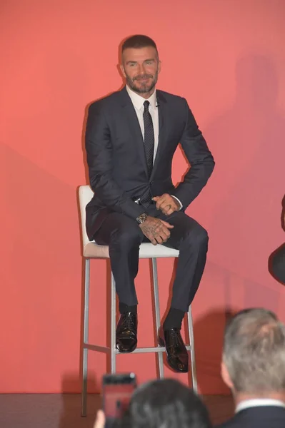 Stella Del Calcio Inglese David Beckham Partecipa Evento Promozionale Aia — Foto Stock