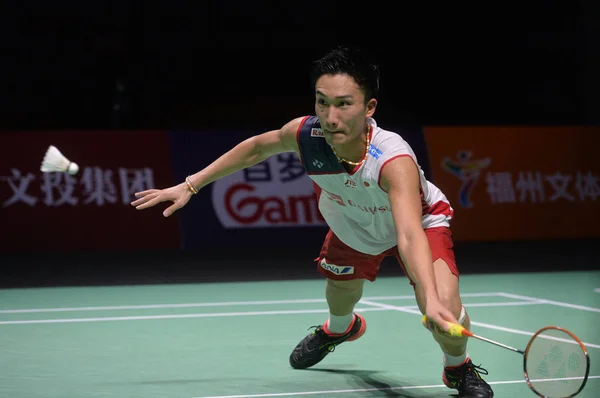 Japonya Nın Kento Momota Bir Atış Chou Tien Chen Için — Stok fotoğraf