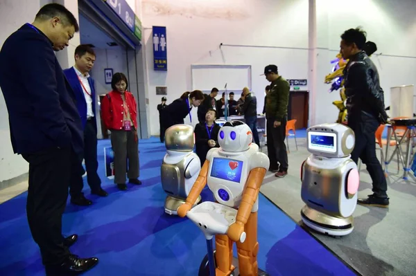 Robots Están Exhibición Durante China Yiwu International Manufacturing Equipment Expo — Foto de Stock