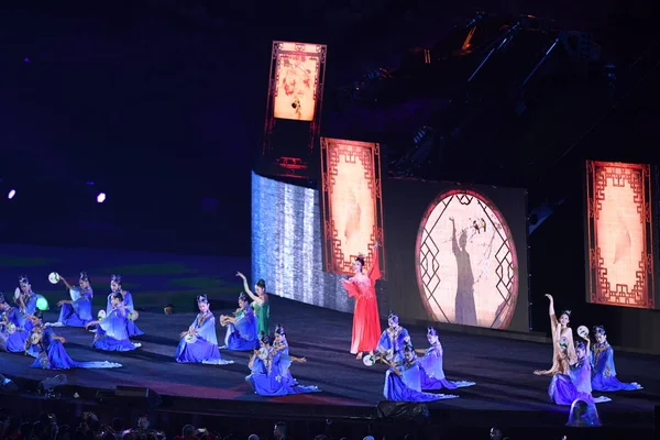 Artistas Chinos Actúan Espectáculo Minutos Hangzhou Durante Ceremonia Clausura Los — Foto de Stock