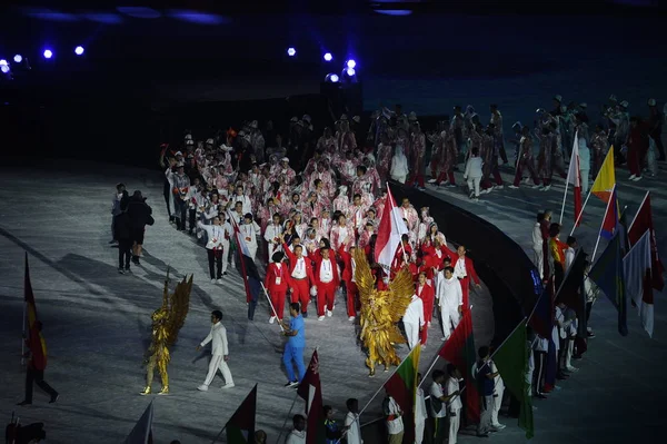 Sportowców Różnych Krajów Uczestniczyć Ceremonii Zamknięcia 2018 Asian Games Oficjalnie — Zdjęcie stockowe