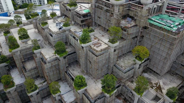 Une Vue Aérienne Bâtiments Grande Hauteur Avec Terrasses Différentes Hauteurs — Photo