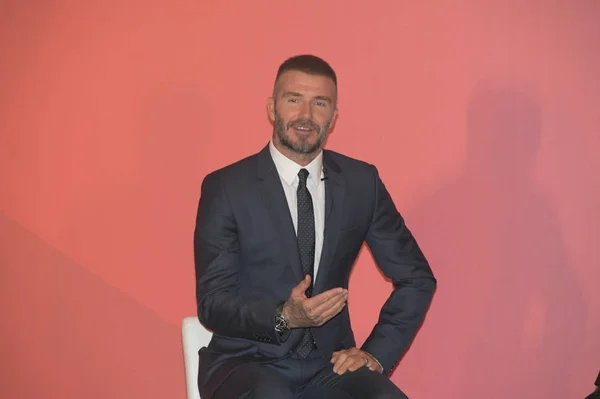 Engels Voetbalster David Beckham Woont Een Promotioneel Evenement Voor Aia — Stockfoto