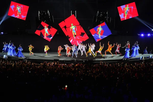 Artistas Chinos Actúan Espectáculo Minutos Hangzhou Durante Ceremonia Clausura Los — Foto de Stock