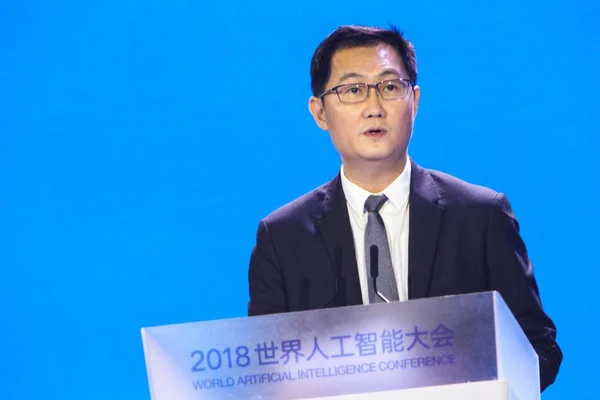 Pony Huateng Chairman Ceo Tencent Holdings Ltd Delivers Speech World — Stock Photo, Image