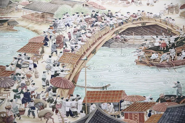 Картина Вдоль Реки Время Фестиваля Цинмин Цинмин Шанхэ Созданная Китайской — стоковое фото