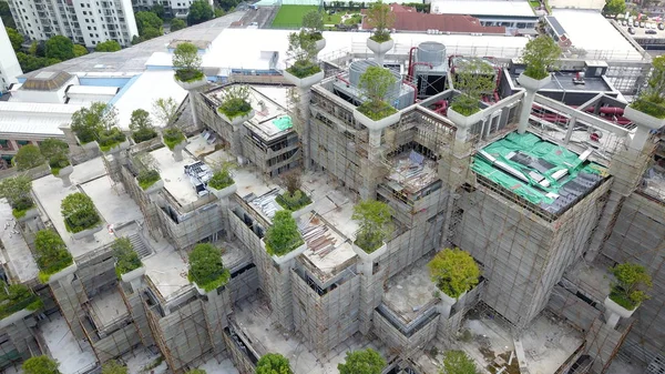 Une Vue Aérienne Bâtiments Grande Hauteur Avec Terrasses Différentes Hauteurs — Photo