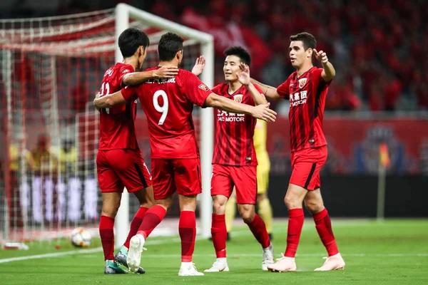 Spieler Von Shanghai Sipg Jubeln Nach Ihrem Tor Gegen Changchun — Stockfoto