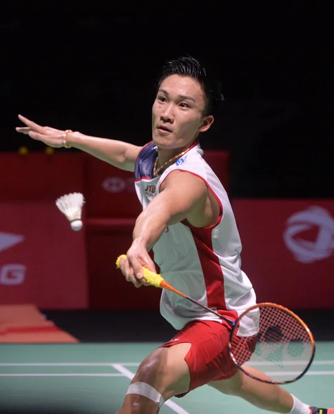 Kento Momota Japón Juega Tiro Chou Tien Chen China Taipei — Foto de Stock