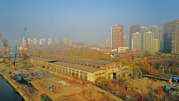 Tianjin Xinhe Varvsindustrin Heavy Industry Ltd 100 Årig Shipyard Rivs — Stockfoto