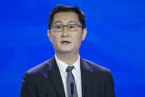 Pony Huateng Chairman Ceo Tencent Holdings Ltd Delivers Speech World — Zdjęcie stockowe