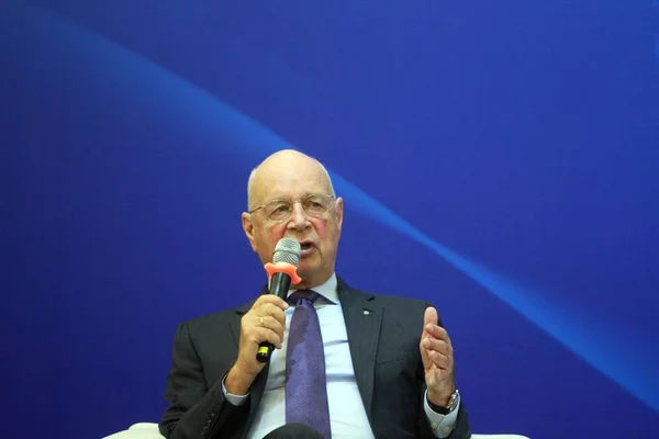 Klaus Schwab Founder Executive Chairman World Economic Forum Attends Lecture — Stok fotoğraf