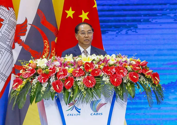 Перший Віце Президент Mingrui Янми Говорить Китай Асеан Експо Наньнін — стокове фото