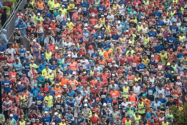 Participantes Competem Maratona Internacional Xangai 2018 Xangai China Novembro 2018 — Fotografia de Stock