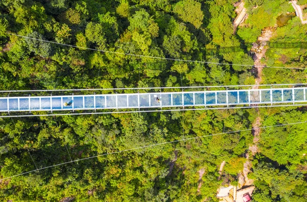 Una Vista Aérea Puente Vidrio 316 Metros Largo Montaña Yunmen — Foto de Stock