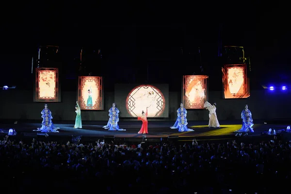 Artistas Chinos Actúan Espectáculo Minutos Hangzhou Durante Ceremonia Clausura Los — Foto de Stock