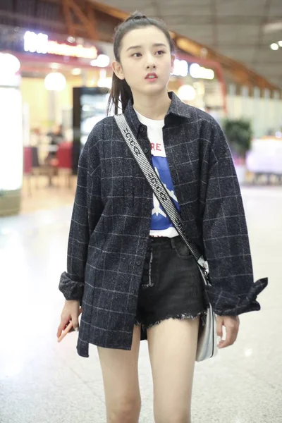 Chinese Actrice Song Arriveert Bij Beijing Capital International Airport Als — Stockfoto