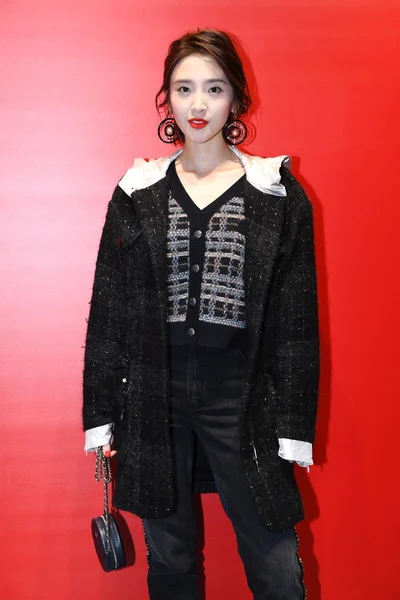 Chinese Actress Tang Yixin Arrives Promotional Event Chanel Rouge Beijing — Stock Photo, Image