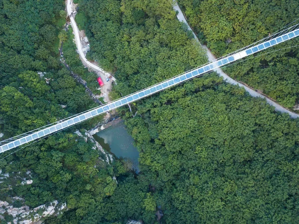 Luchtfoto Van Een Hangbrug Glassbottom Lengte Van Bijna Vier Voetbalvelden — Stockfoto