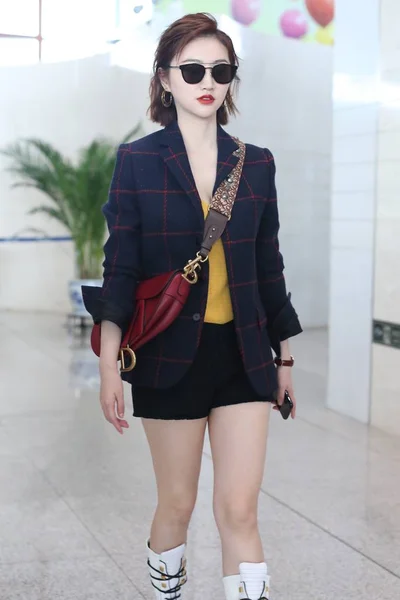 Chinese Actrice Jing Tian Arriveert Bij Beijing Capital International Airport — Stockfoto